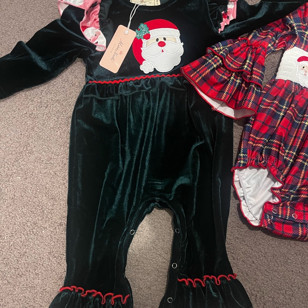 Santa Claus Velvet Kids One Piece